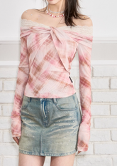 Plaid Lace Long Tee